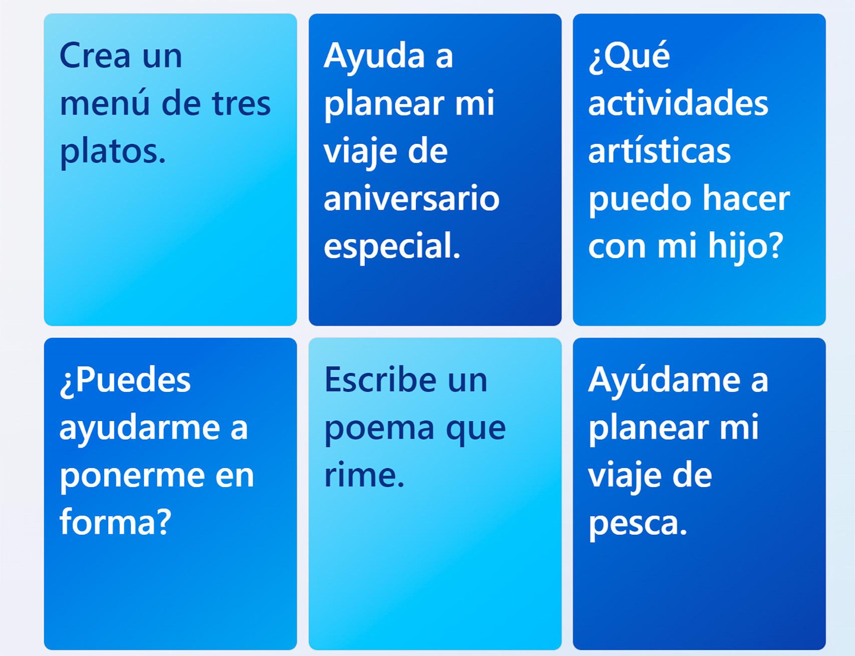 Ejemplos de preguntas que ya se pueden hacer desde Bing