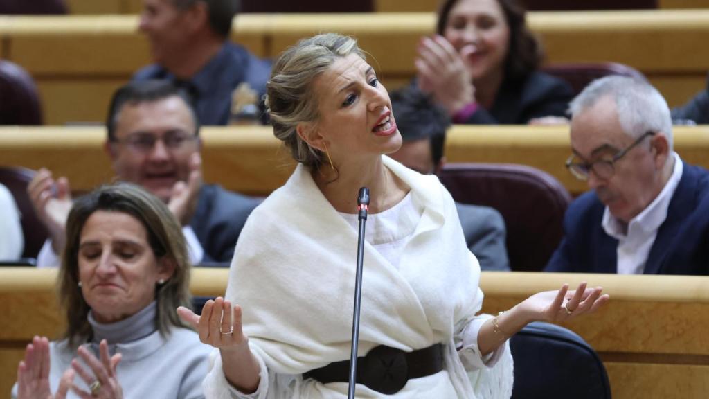 La vicepresidenta segunda del Gobierno, Yolanda Díaz, este martes en el Senado.