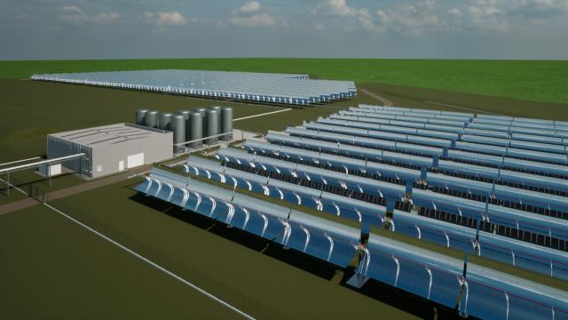 Imagen virtual de la planta termosolar que se está instalando en la fábrica de HEINEKEN España en Sevilla.