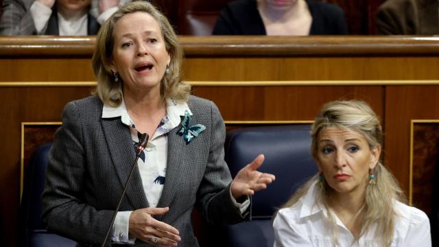 La vicepresidenta primera y ministra de Asuntos Económicos y Transformación Digital, Nadia Calviño, hoy en el Congreso.