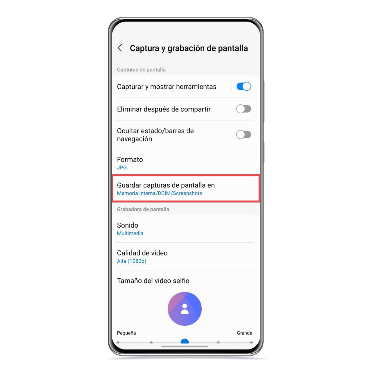 Guardar capturas de pantalla en Samsung