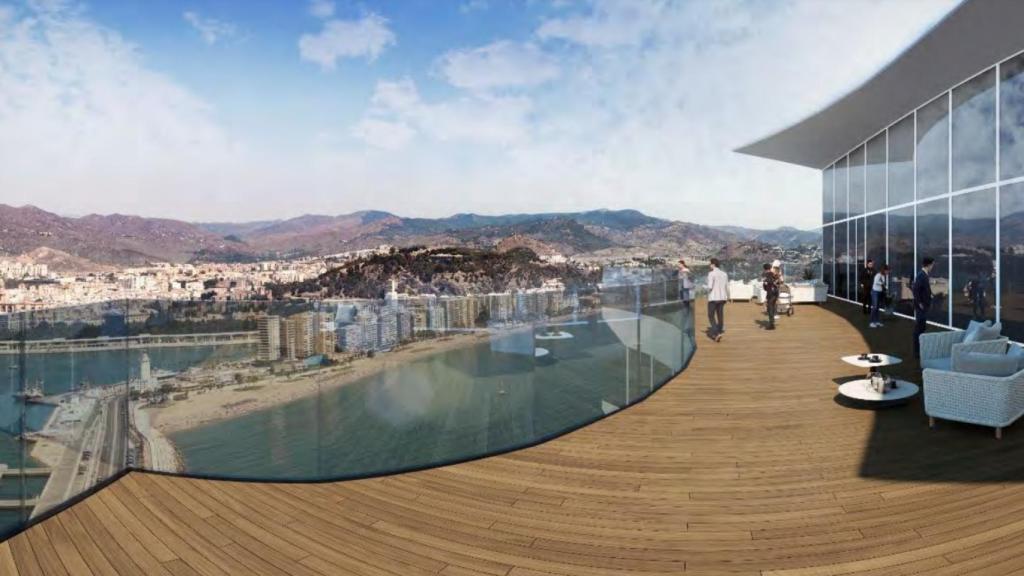 Recreación de las vistas desde el restaurante de la Torre del Puerto.