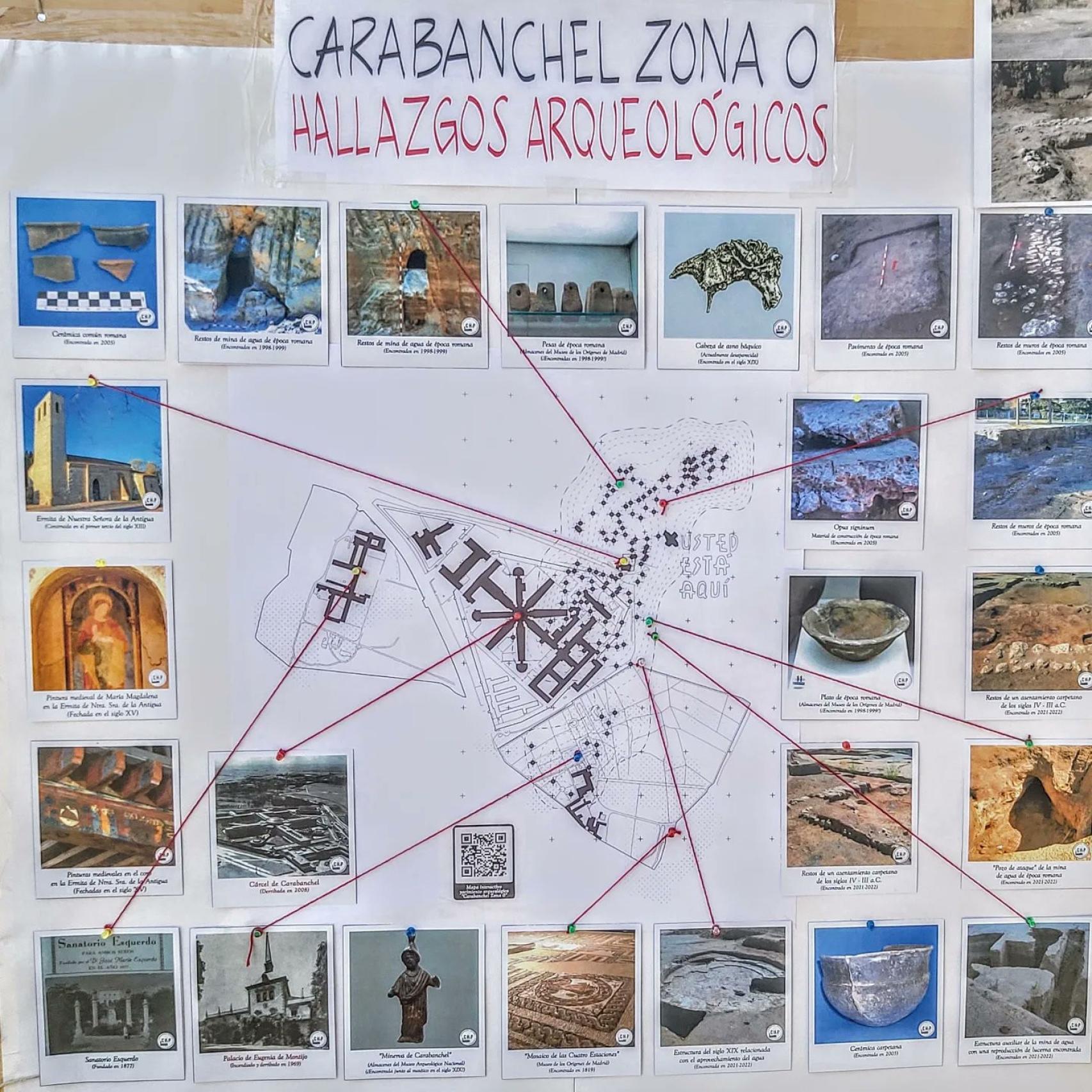 Mapa creado por la asociación Carabanchel Historia y Patrimonio con los hallazgos arqueológicos en el yacimiento.