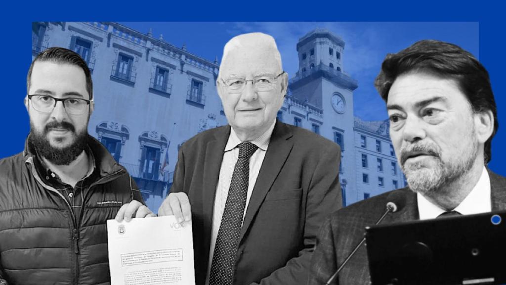 Mario Ortolá y José Bonet, los dos ediles de Vox en Alicante, presentando la enmienda al presupuesto.