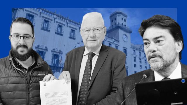 Mario Ortolá y José Bonet, los dos ediles de Vox en Alicante, presentando la enmienda al presupuesto.