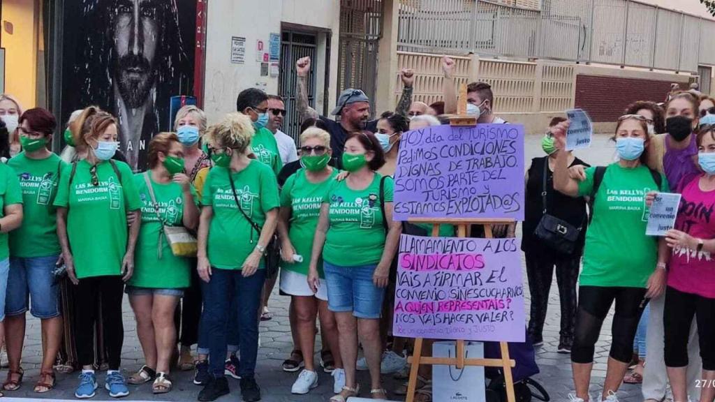 Las 'kellys' de Benidorm, durante una protesta, en imagen de archivo.