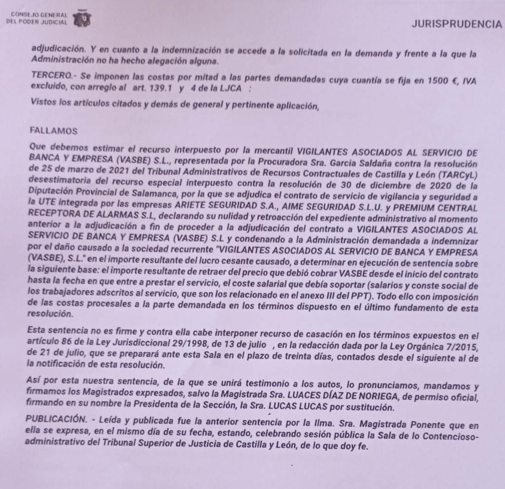 Sentencia del TSJCyL