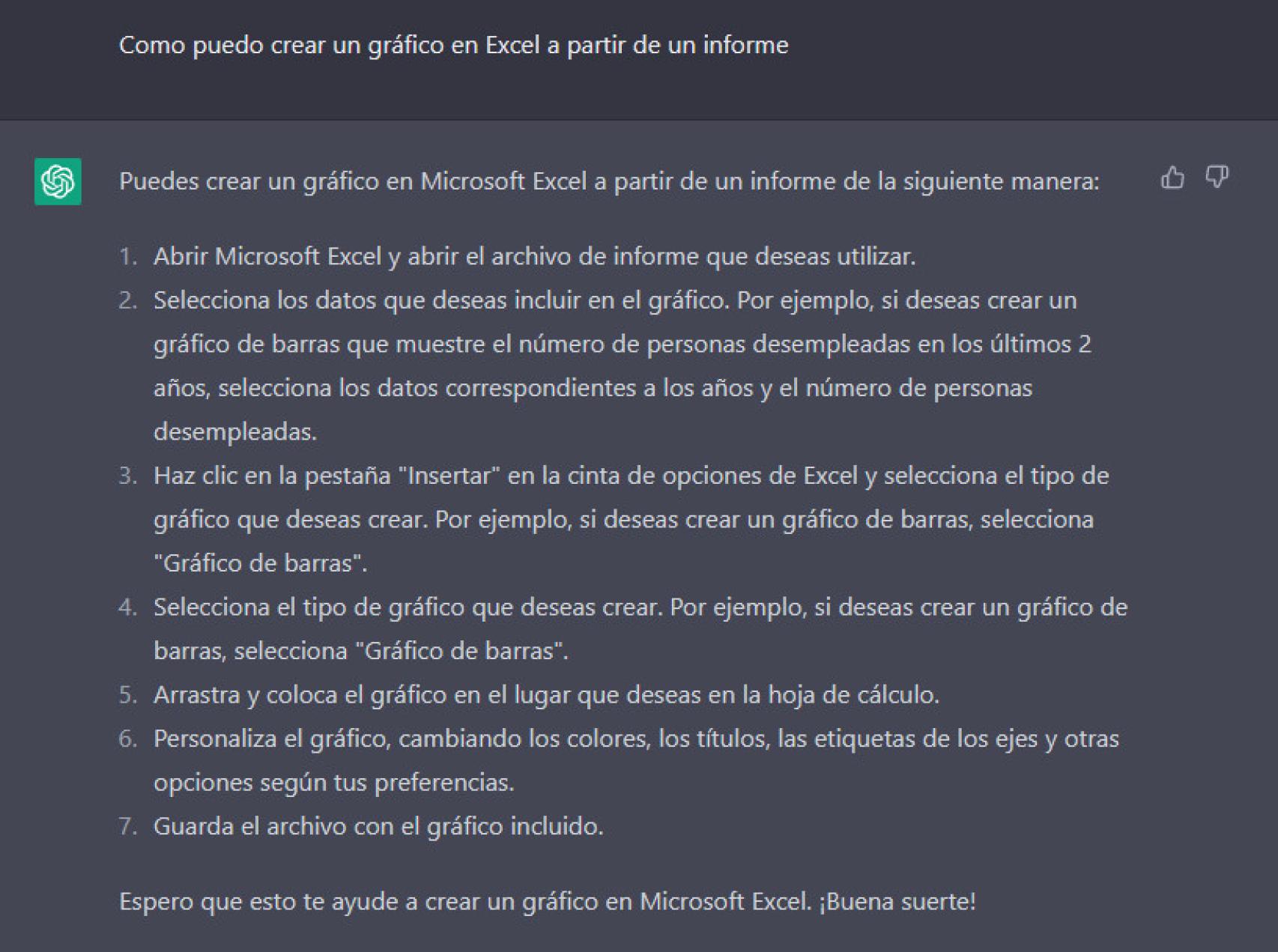 Instrucciones en Chat GPT