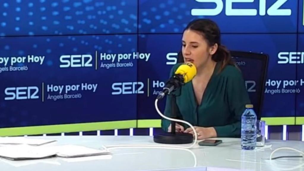 La ministra de Igualdad, Irene Montero, este jueves en la Cadena Ser.