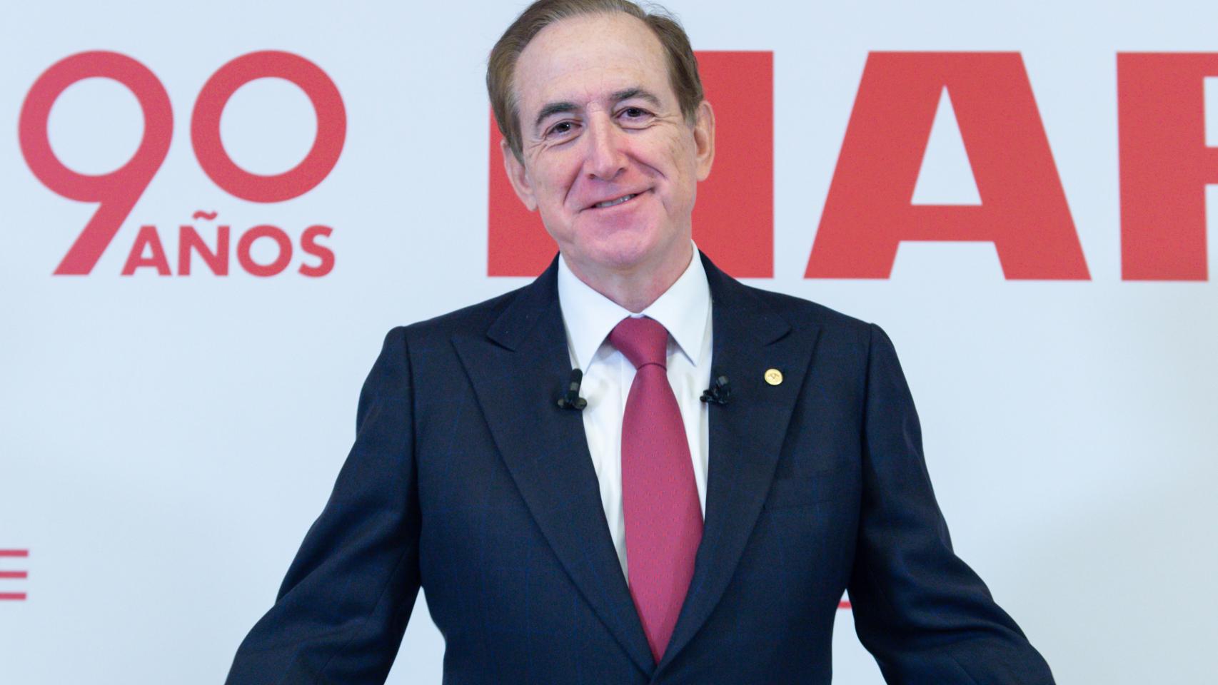 Antonio Huertas, presidente de Mapfre, durante una presentación de resultados.