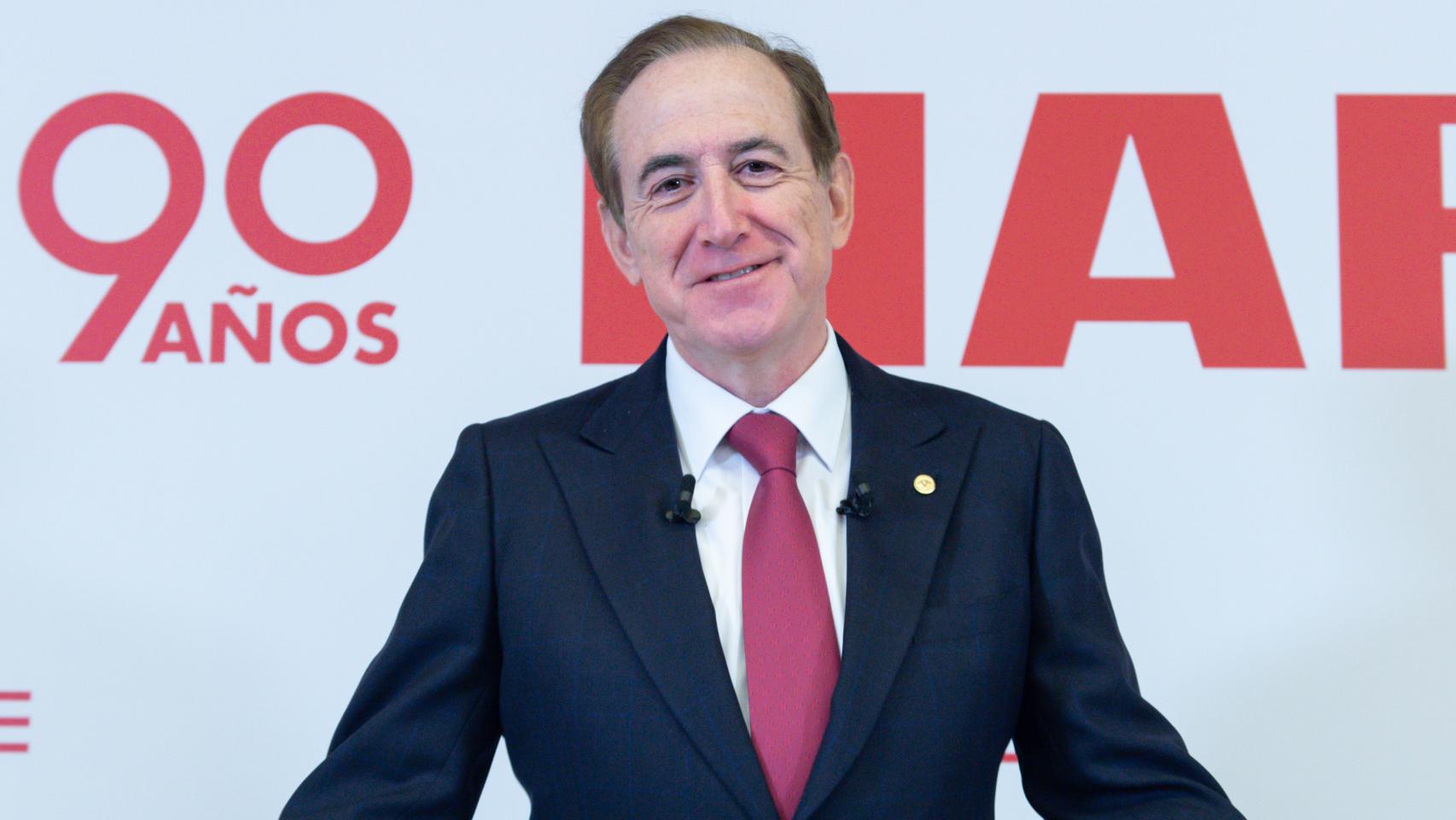Antonio Huertas, presidente de Mapfre, durante la presentación de resultados de este jueves.