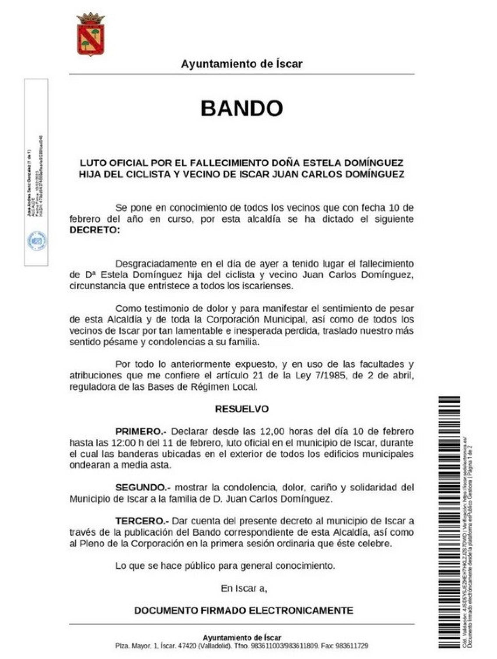 Comunicado Íscar