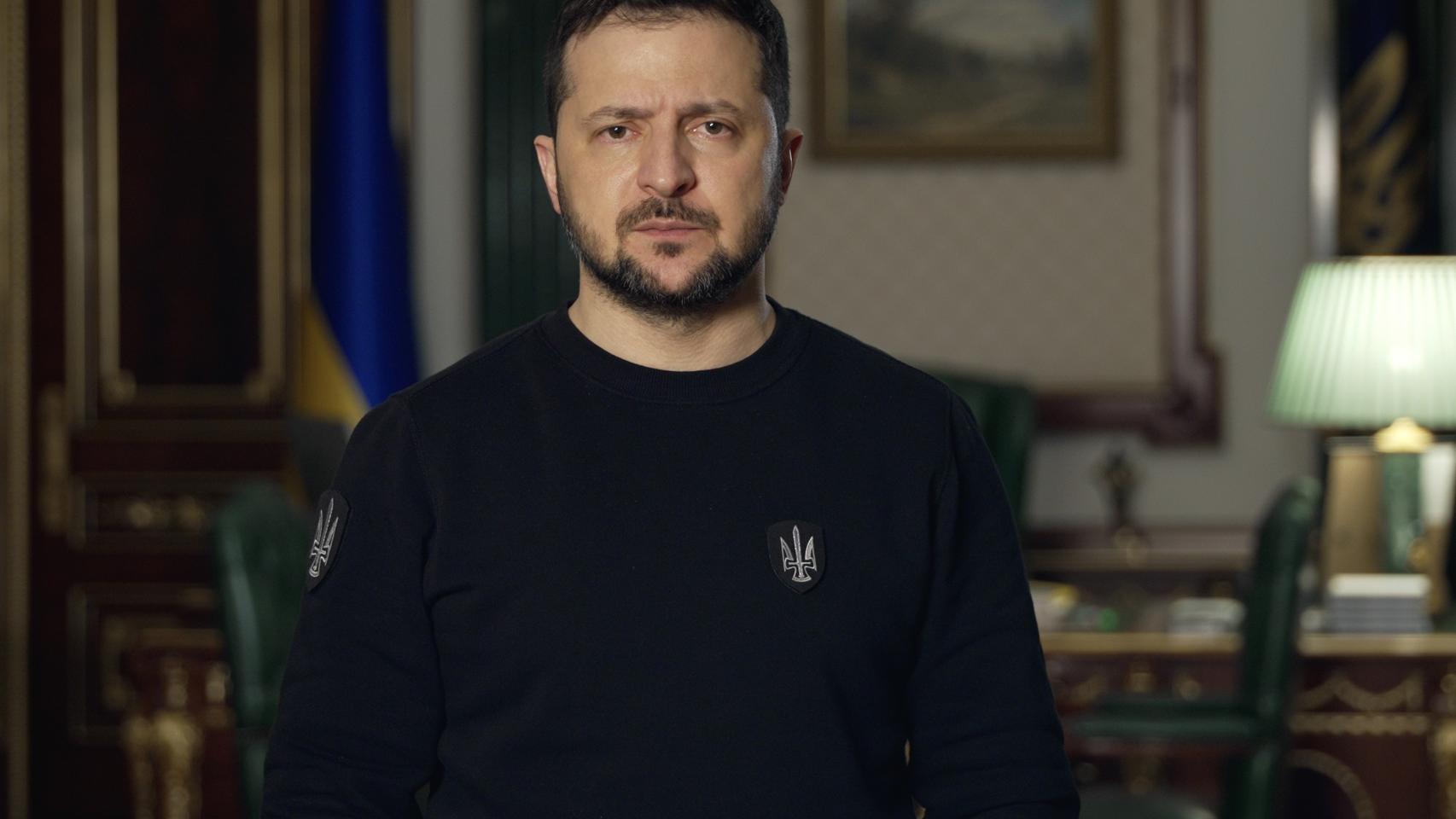 Volodimir Zelenski durante una comparecencia