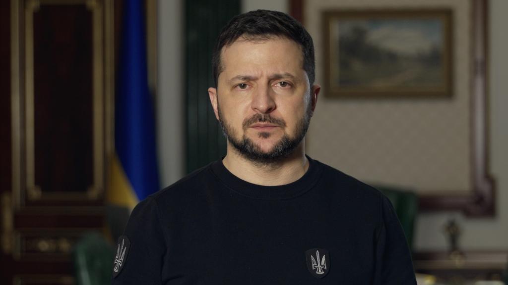 Volodimir Zelenski durante una comparecencia