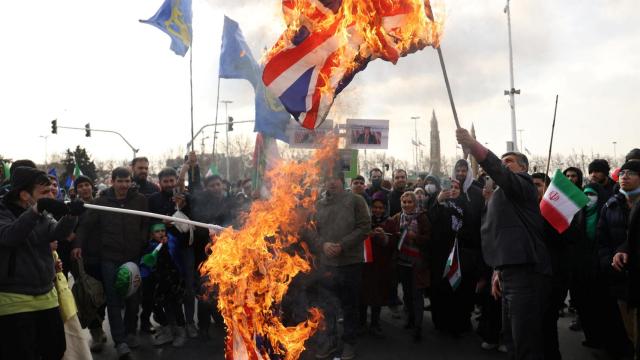 Celebraciones del régimen iraní en Teherán por el 44 aniversario de la revolución.