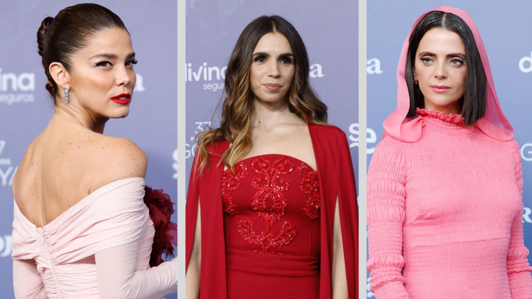 Las actrices, a su llegada a los premios.