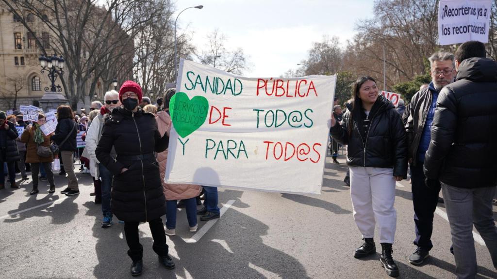 Manifestantes por la sanidad pública en Madrid