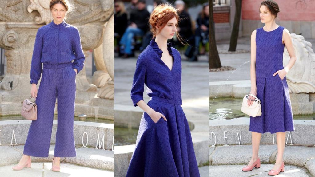Un tono entre azul y morado es la apuesta por el color del diseñador.
