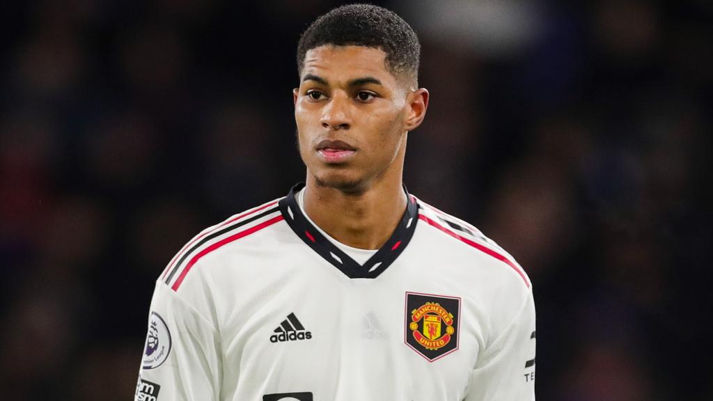 Marcus Rashford, en un partido del Manchester United de la temporada 2022/2023