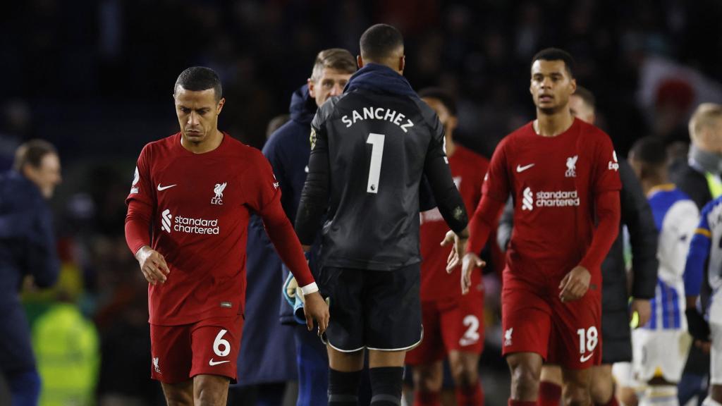 Thiago, durante un partido con el Liverpool en la temporada 22/23.