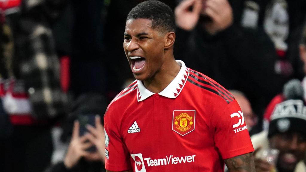 Marcus Rashford, en un partido del Manchester United de la temporada 2022/2023