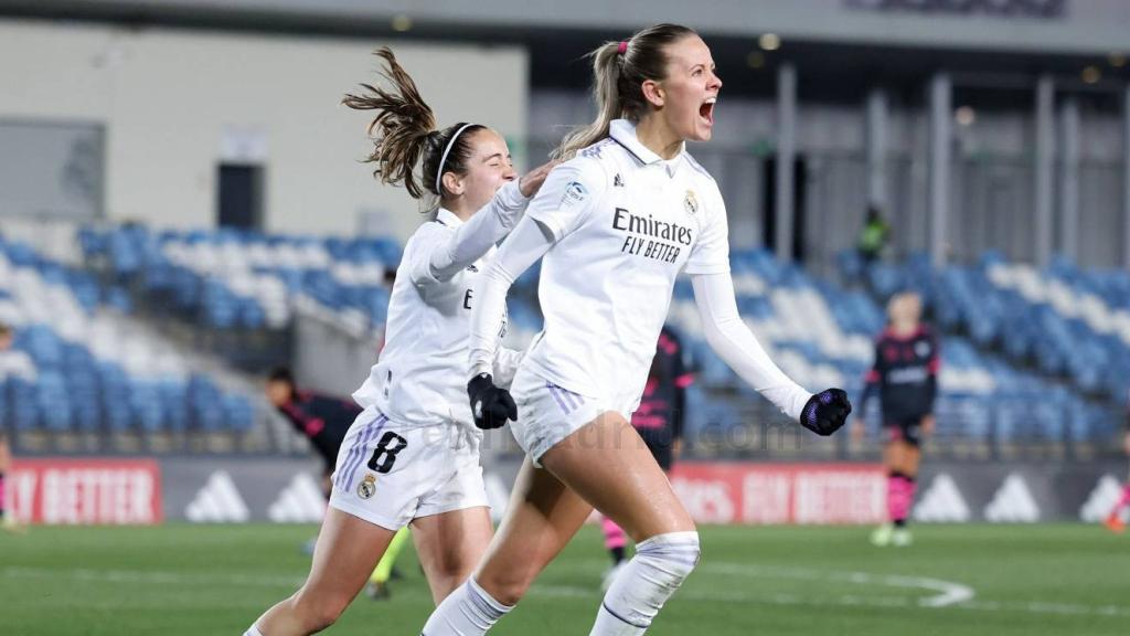 Moller celebra el gol de la victoria del Real Madrid Femenino.
