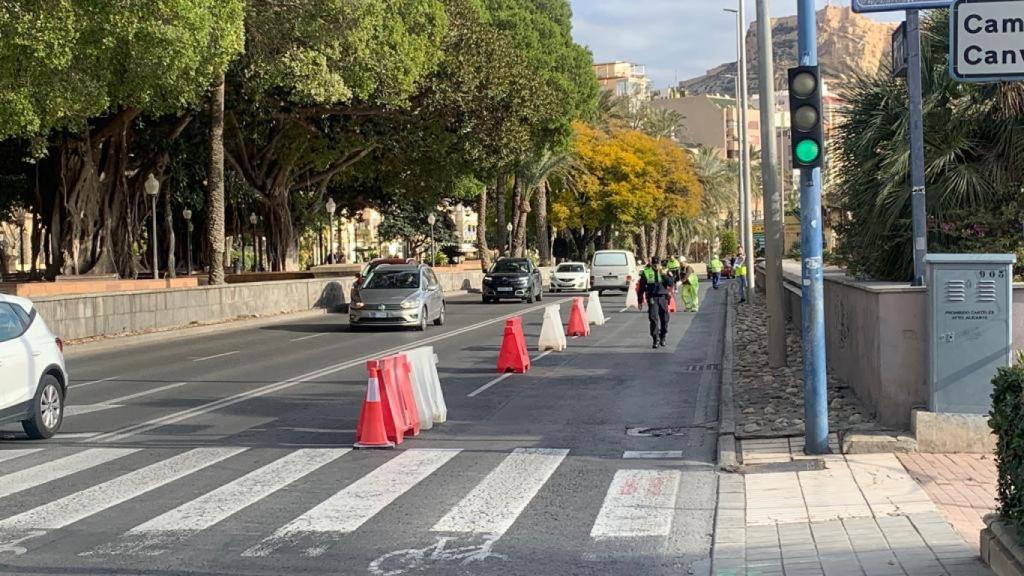 Zona del carril cortado, este lunes.