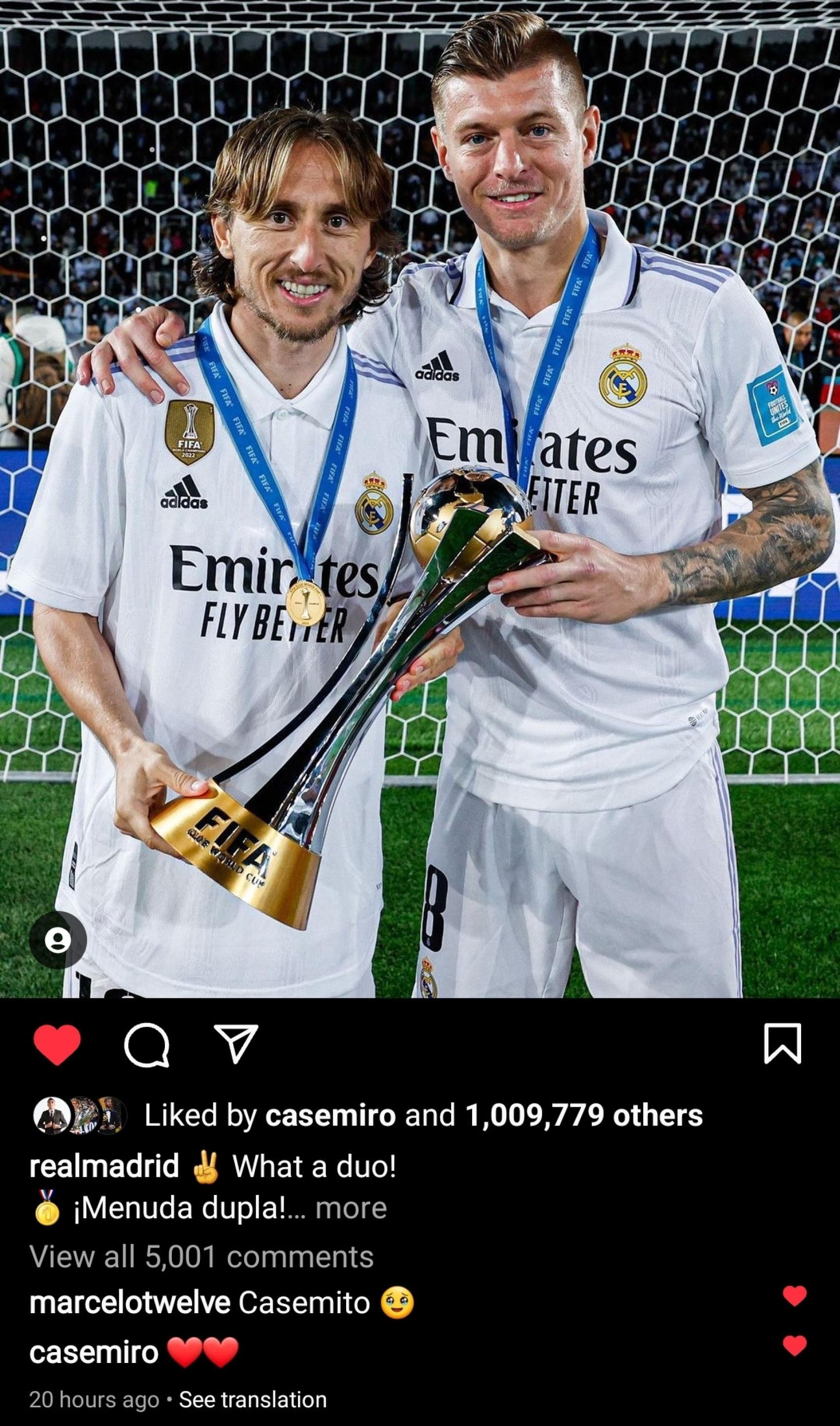 Modric y Kroos celebrando el Mundial de Clubes