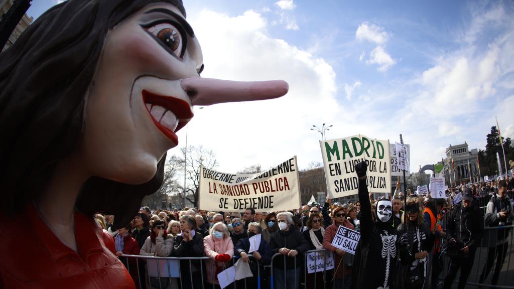 Manifestación en defensa de la sanidad pública este domingo en Madrid.