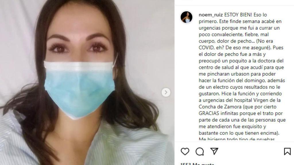 Noemí Ruiz en su publicación de Instagram