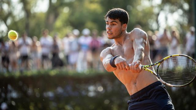 Carlos Alcaraz, durante un entrenamiento en Buenos Aires