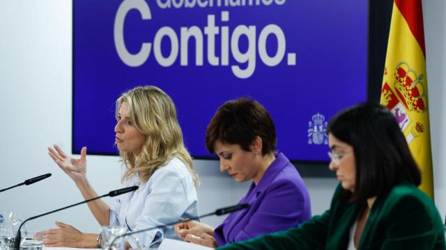 Yolanda Díaz, vicepresidenta de Gobierno, durante la rueda de prensa.