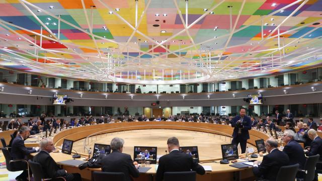 Los ministros de Economía de la UE, durante su reunión este martes en Bruselas