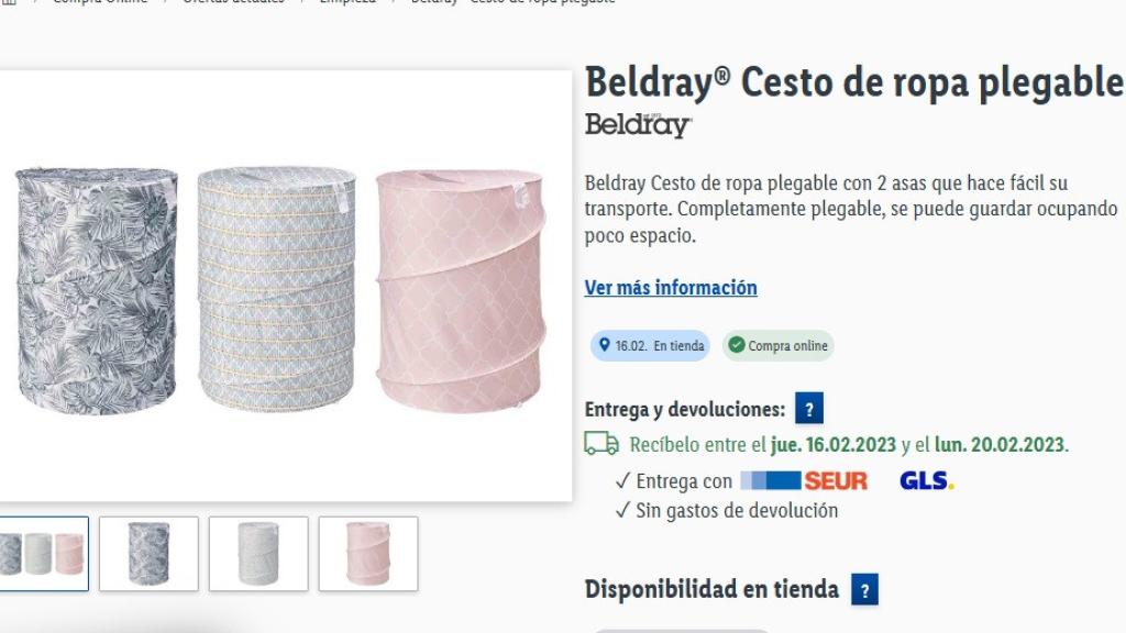 Cesto de ropa plegable.