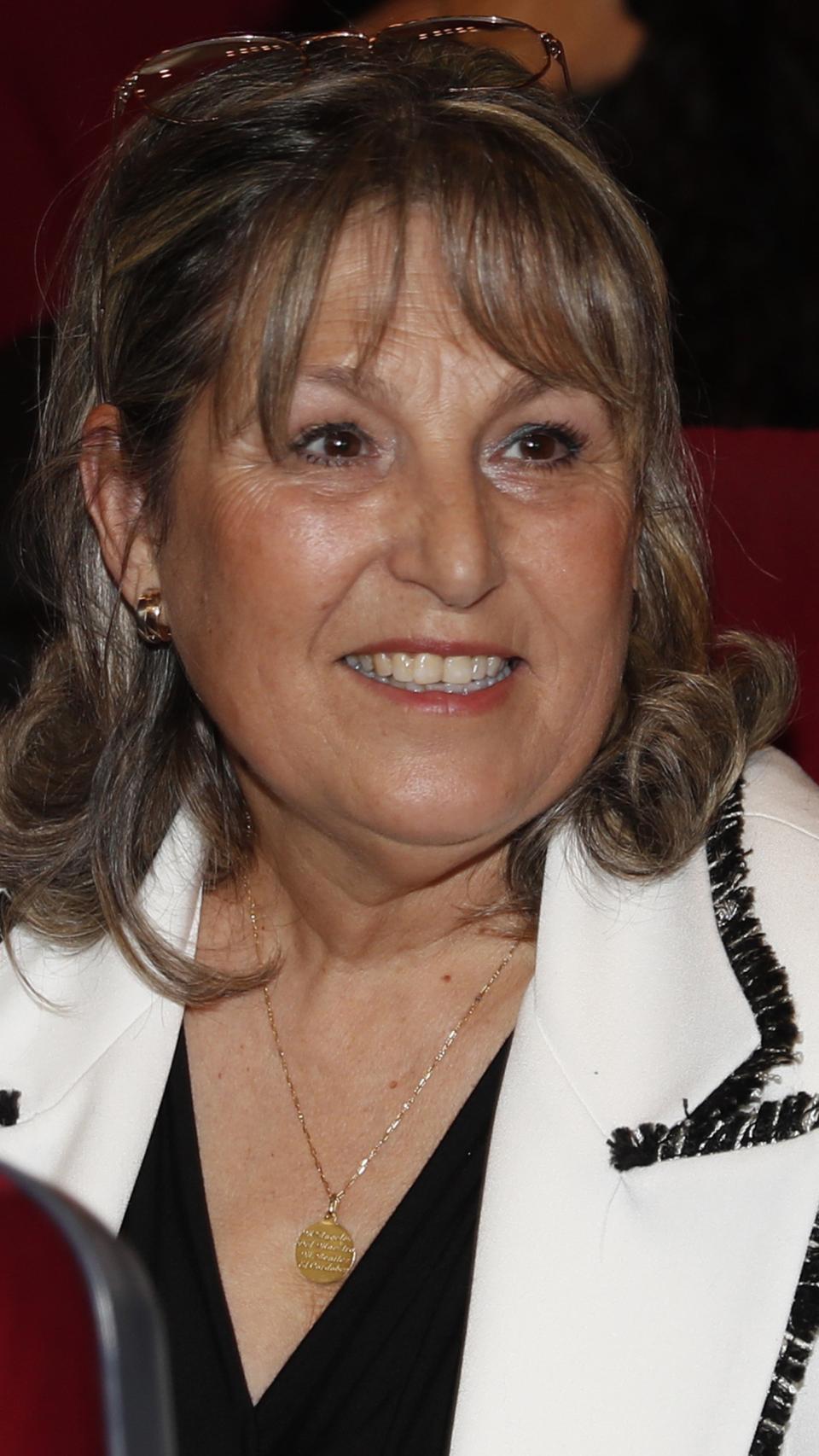 María de los Ángeles, pareja de Manuel Benítez desde 2016, muy sonriente en el acto del pasado 14 de febrero.