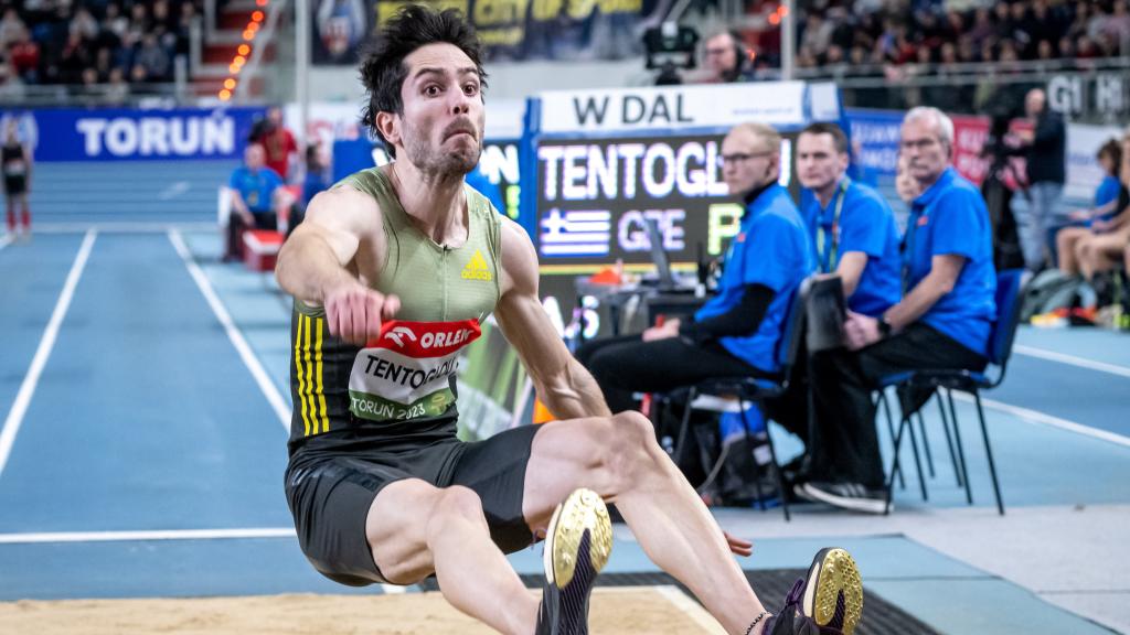 Miltiadis Tentoglou, durante el famoso salto.