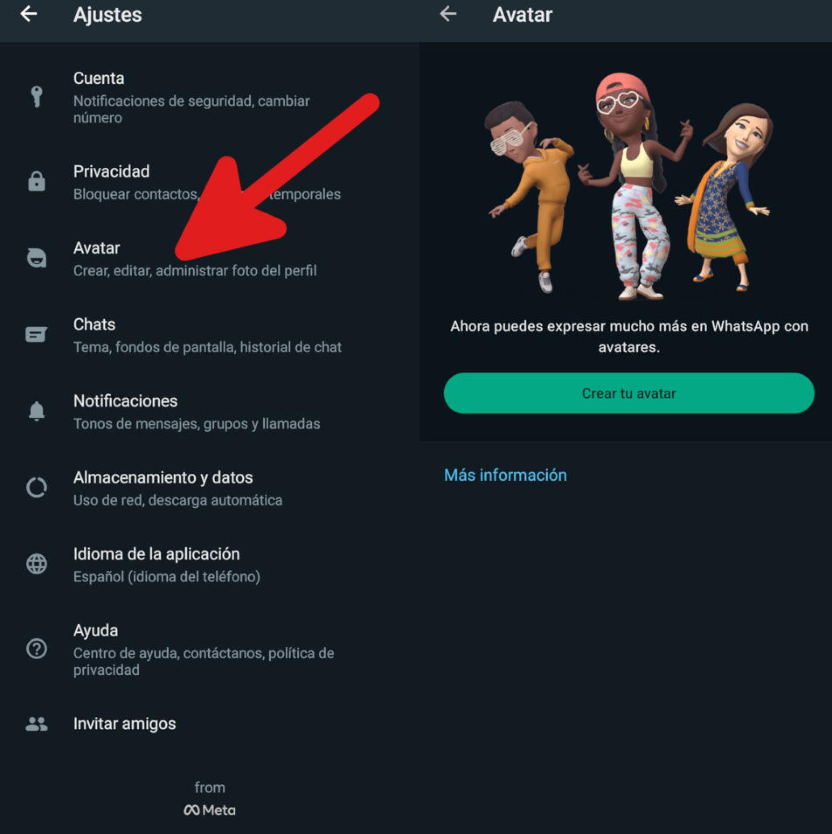 Creación de avatares en WhatsApp