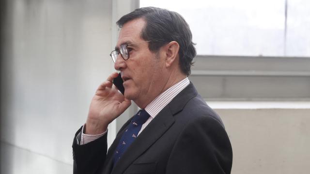 Antonio Garamendi, presidente de la patronal CEOE, durante un acto en la Cámara de Comercio.