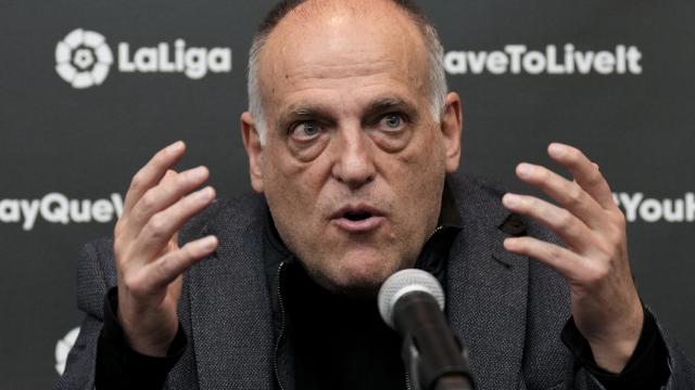 Tebas, en la rueda de prensa.