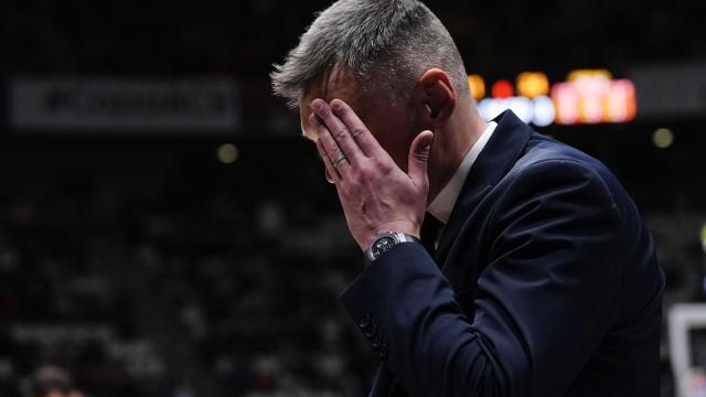 Sarunas Jasikevicius se lamenta tras caer eliminado en la Copa del Rey con el Barça