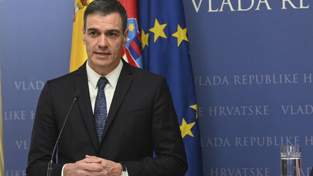 Pedro Sánchez, durante una comparecencia