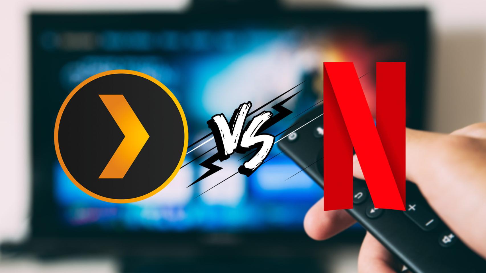 Logos de Plex y Netflix en un televisor.