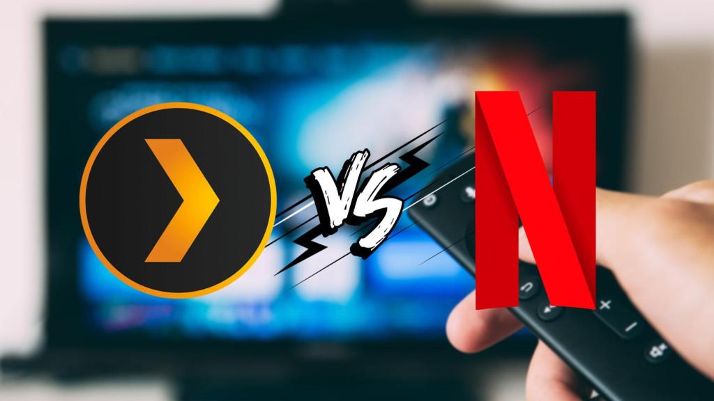 Logos de Plex y Netflix en un televisor.