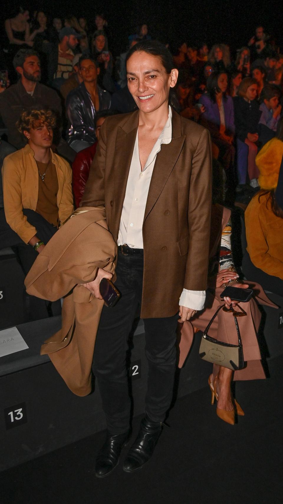 Laura Ponte llegando al desfile de la firma Duarte, en la Mercedes-Benz Fashion Week Madrid.