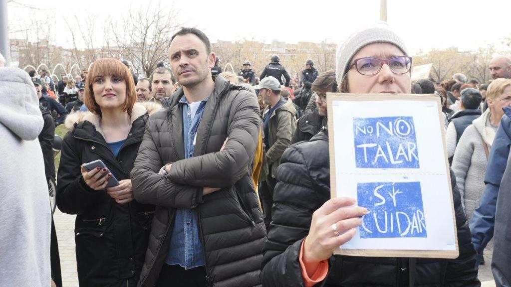 El candidato de Podemos-Izquierda Unida, Roberto Sotomayor, en la protesta.
