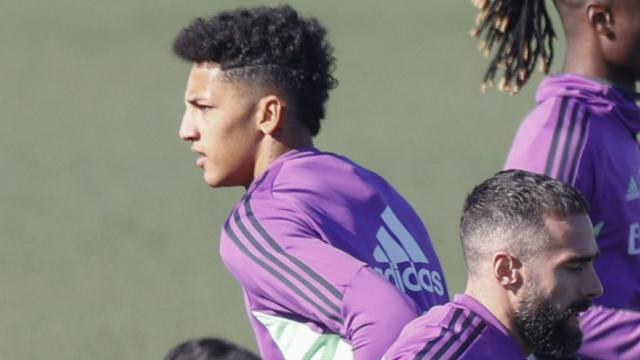 Álvaro Rodríguez, en el entrenamiento del Real Madrid