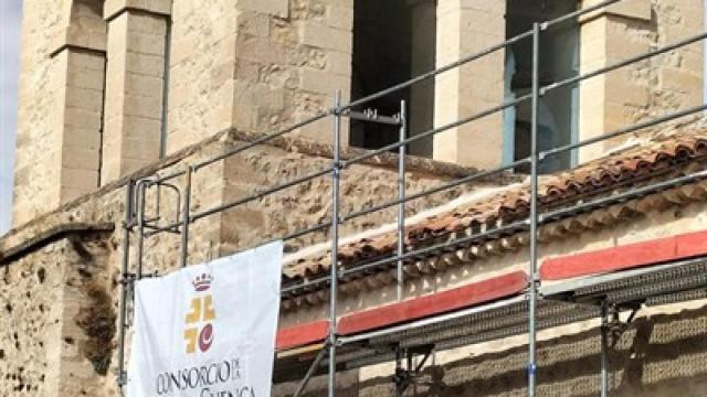 Imagen de las obras de rehabilitación de la iglesia de San Miguel de Cuenca.