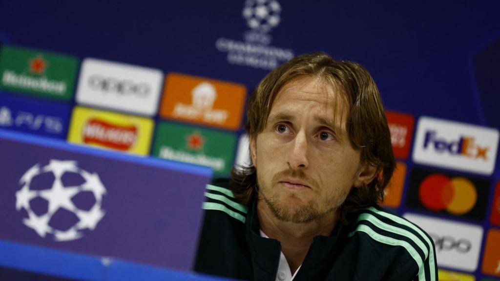 Luka Modric, en rueda de prensa de la Champions League con el Real Madrid