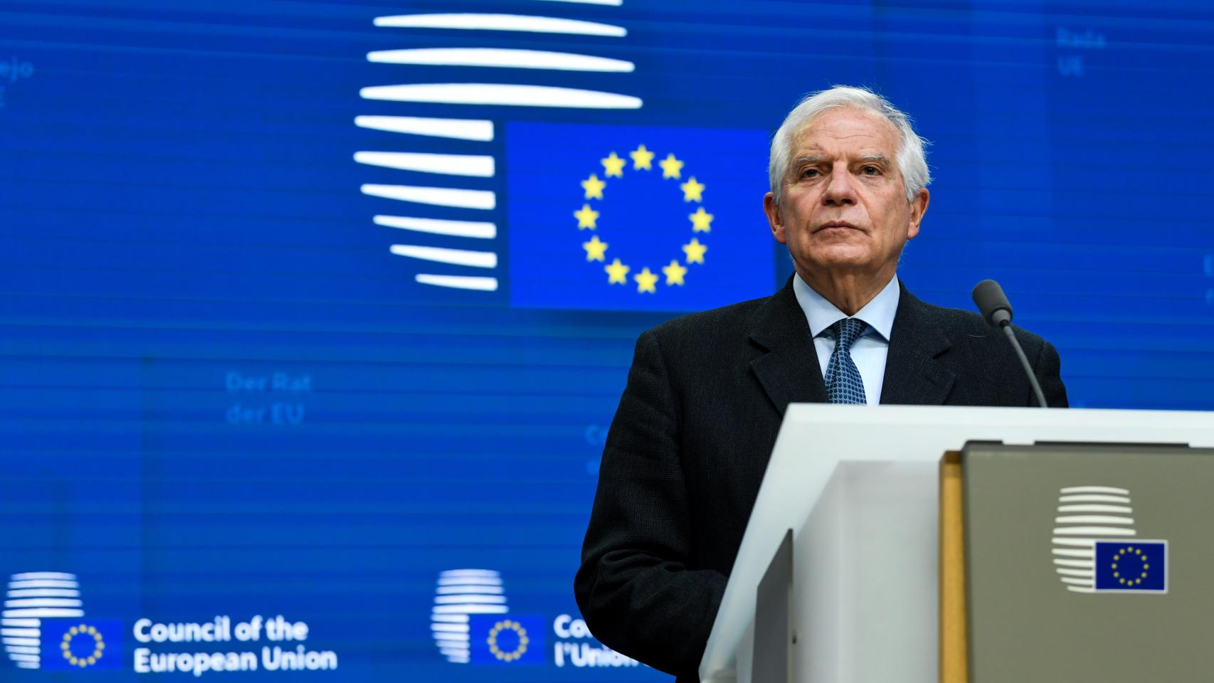 Josep Borrell, durante la rueda de prensa de este lunes