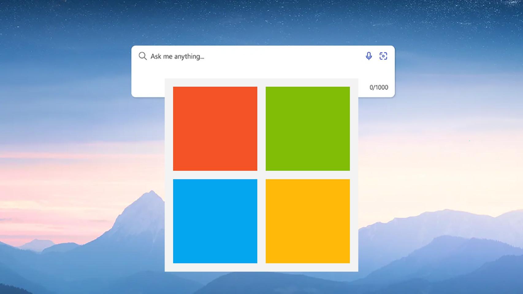 Fotomontaje con el buscador de Bing y el logo de Microsoft.